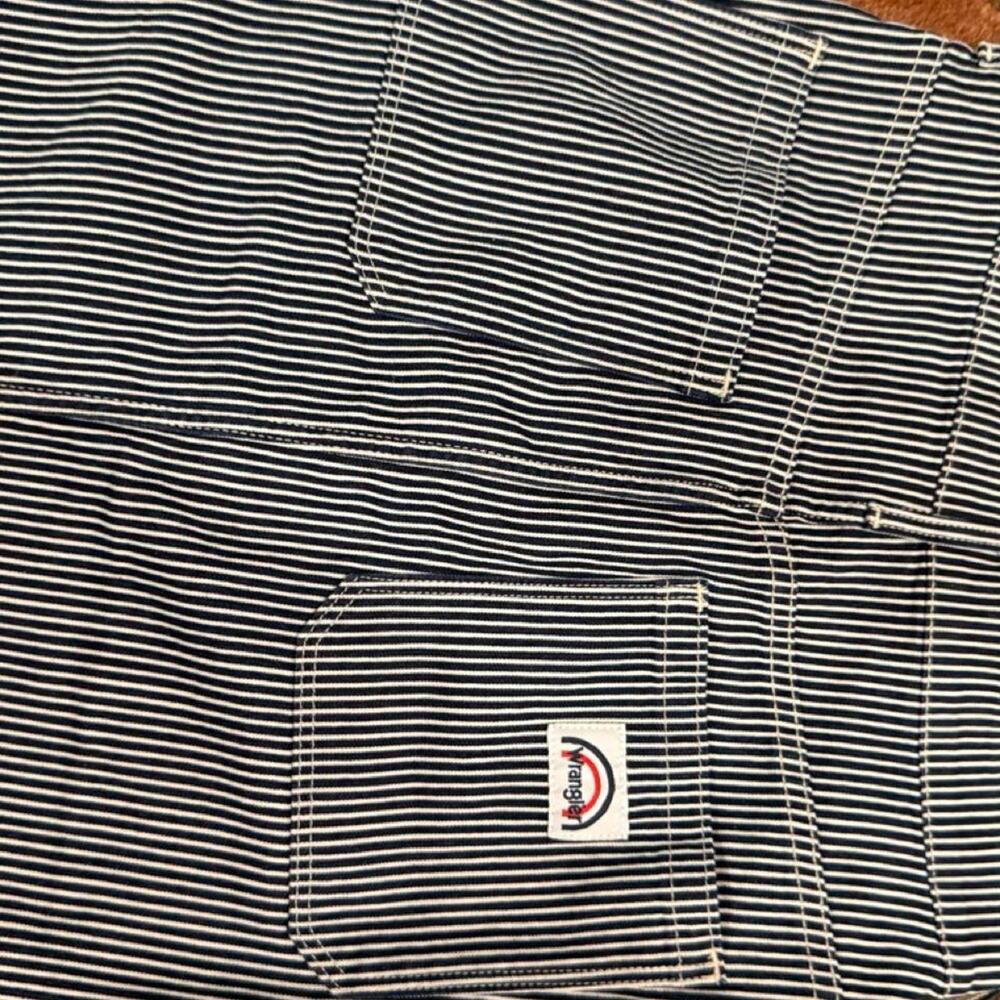 Wrangler pinstripe Japanese denim skirt navy white midi skirt - size small - Picture 6 of 8